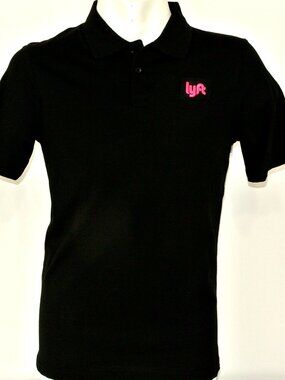 LYFT Ride Share Employee Uniform Polo Shirt Black Size S Small